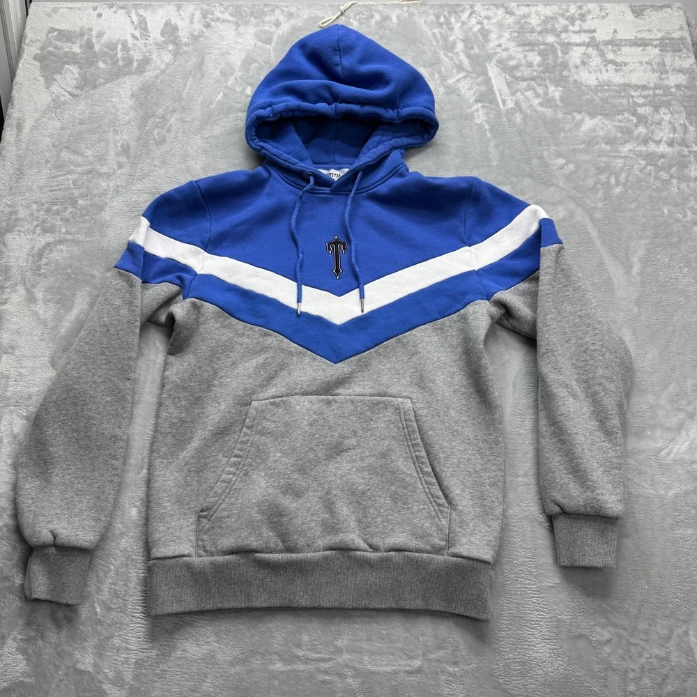 Trapstar Hoodie Pullover‎ Men's Large Blue Gray Streetwear Kangaroo Pocket